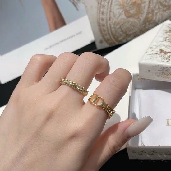Christian Dior CD Rhinestone Ring Set of Two