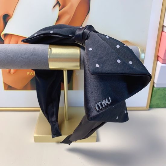 Miu Miu Satin Polka Dot Bow Headband