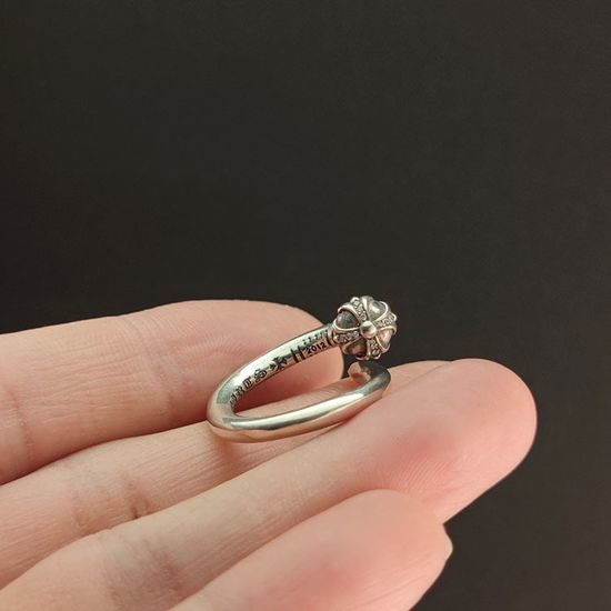Chrome Hearts Nail Shape Crystal Silver Ring