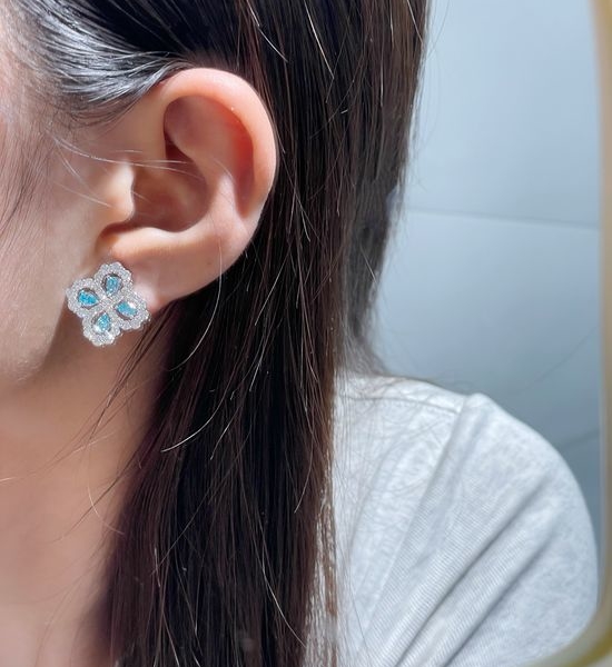 Harry Winston Full Diamond Clover Clip Earrings