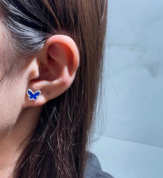 Van Cleef & Arpels VCA Blue Agate Butterfly Stud Earrings