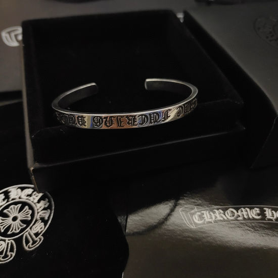Chrome Hearts Sanskrit Engraved Open Cuff Bracelet