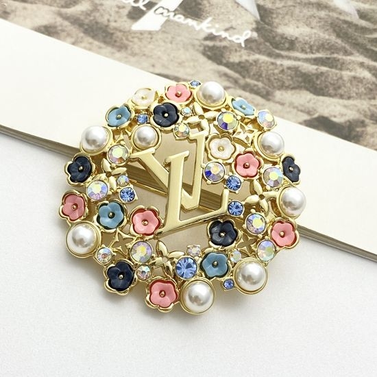 Louis Vuitton LV Colorful Flower Brooch with Pearl Diamond