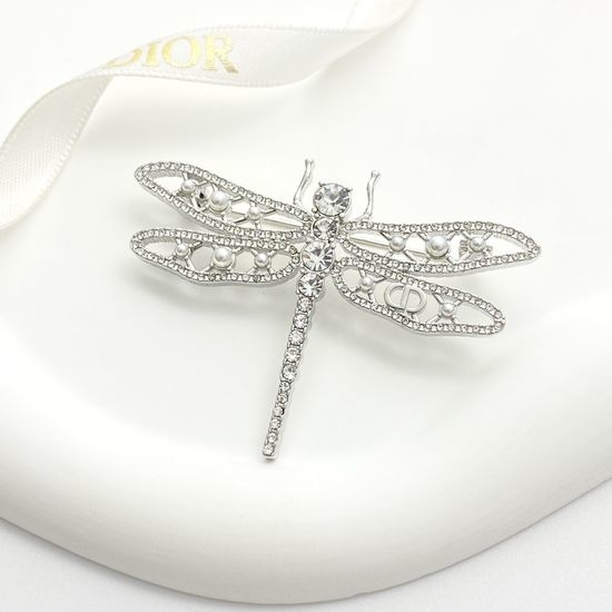Christian Dior CD Vivid Dragonfly Brooch with Crystal Pearl