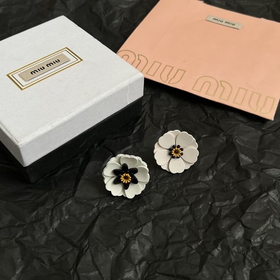 Miu Miu Leather Metal Dainty Stud Earrings