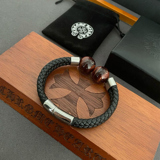 Chrome Hearts Vintage Tiger Eye Leather Cord Bracelet