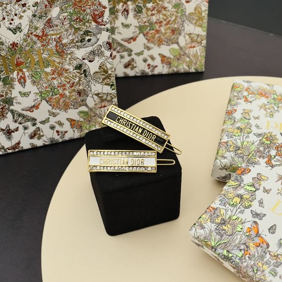 Christian Dior CD Rhinestone Enamel Hair Clip
