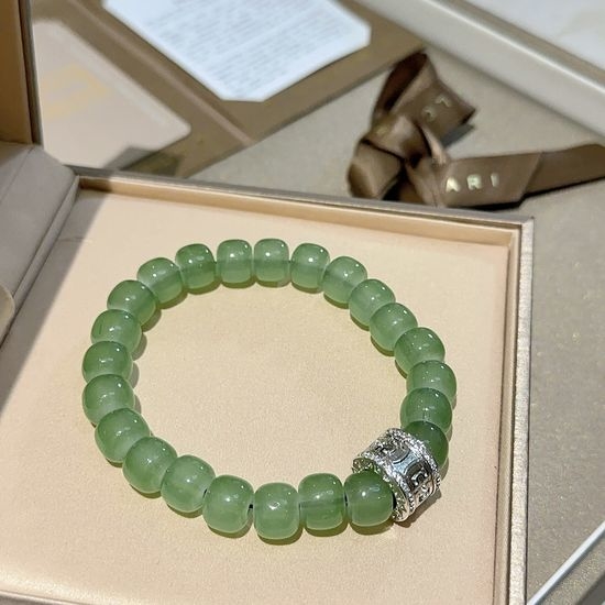 Bvlgari Green Stone Chain Bracelet