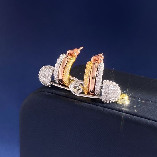 Apm monaco Rhinestone Three-ring Paperclip Earrings