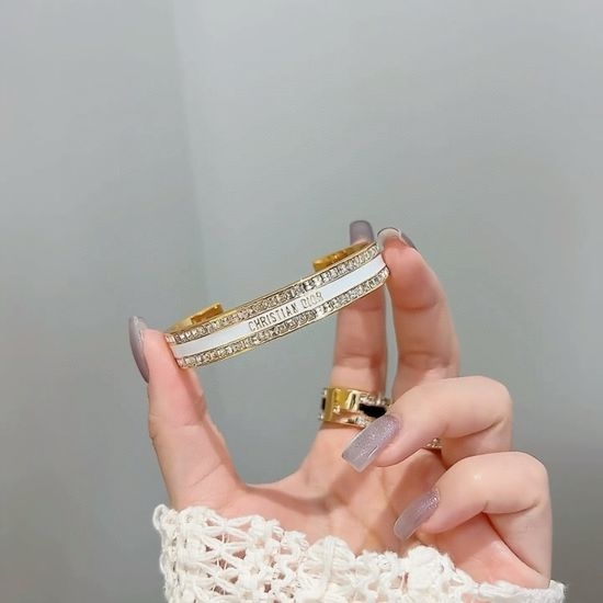 Christian Dior CD Two Tone Rhinestone Edge Bangle