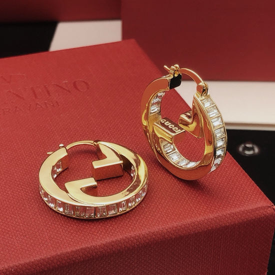 Gucci Square Diamond Round Earrings Hooks