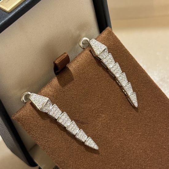 Bvlgari Full Diamond Snake Shape Clip-on Earrings