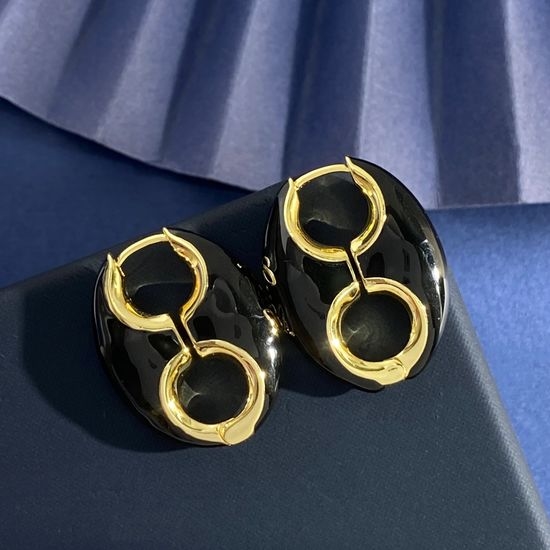 Gucci Enamel Oval Shape Hoop Earrings
