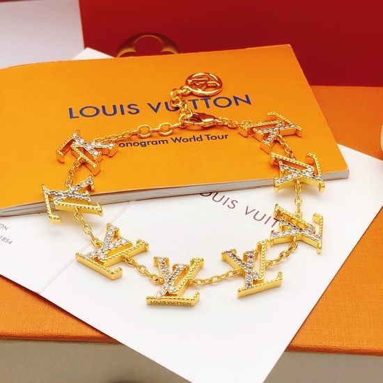 Louis Vuitton LV Diamond-encrusted Brass Bracelet