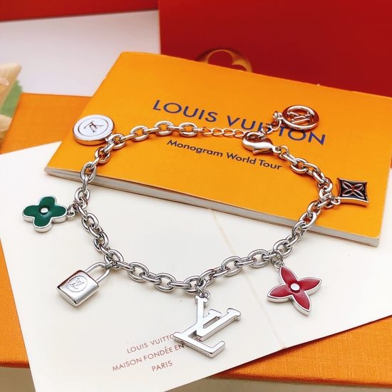 Louis Vuitton LV Enamel Colorful Brass Chain Bracelet