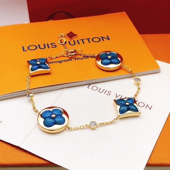 Louis Vuitton LV Blue Five-flower Brass Bracelet
