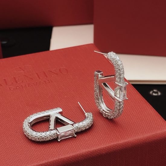 Valentino Square Diamond Brass Stud Earrings