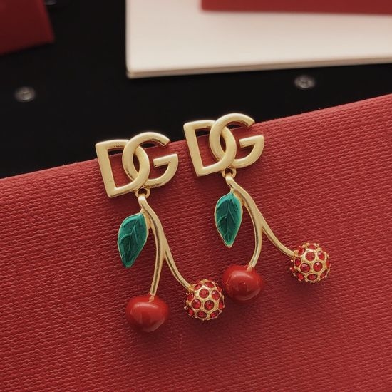 Dolce & Gabbana Red Cherry Decorative Stud Earrings
