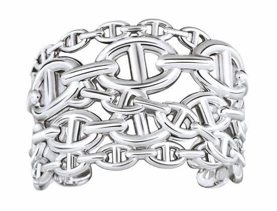 Hermes Wide Solid Metal Bangle Bracelet