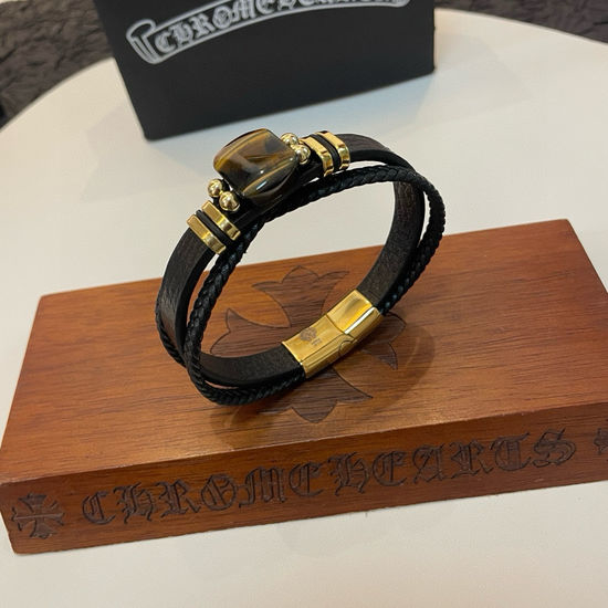 Chrome Hearts Vintage Tiger s Eye Leather Bracelet