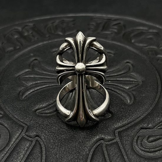 Chrome Hearts Punk Double Cross Layered Ring