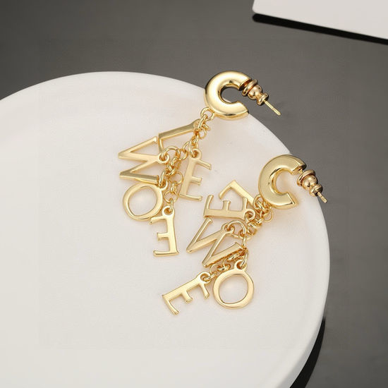 Loewe Gold Letter Stud Earrings Versatile