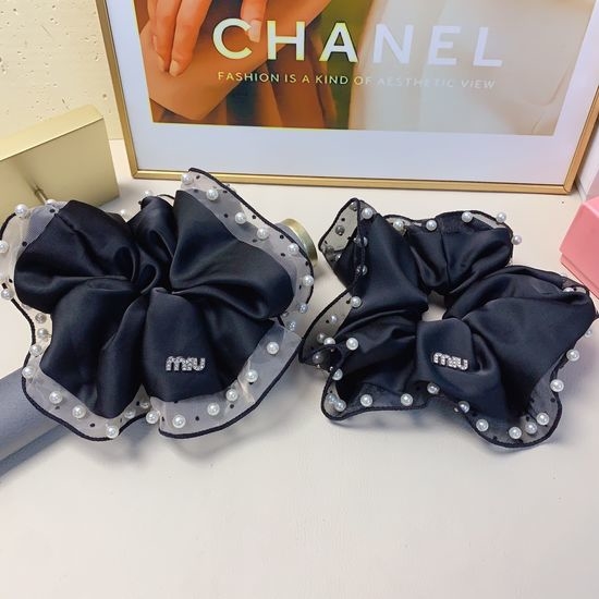 Miu Miu Satin Pearl Edge Hair Tie