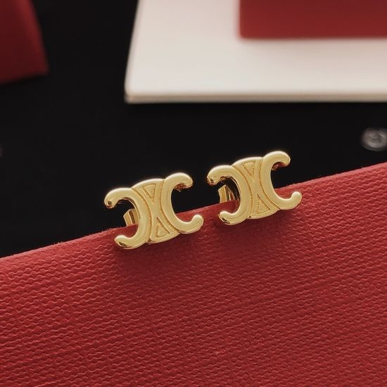 Celine Mini Polished Brass Stud Earrings