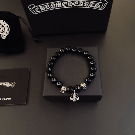 Chrome Hearts Vintage Style Cross Beaded Bracelet