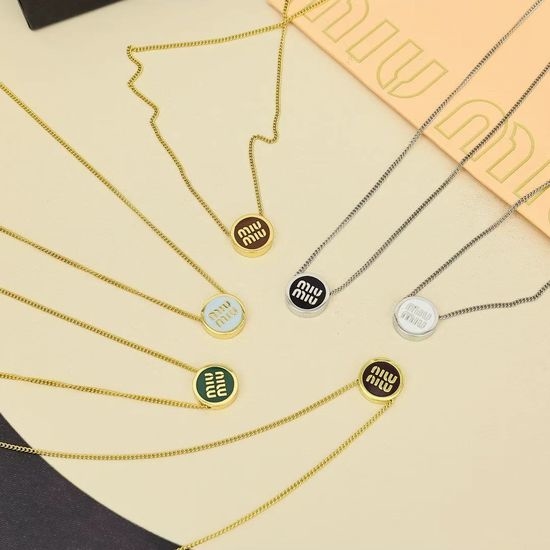 Miu Miu Candy Enamel Button Pendant Necklace