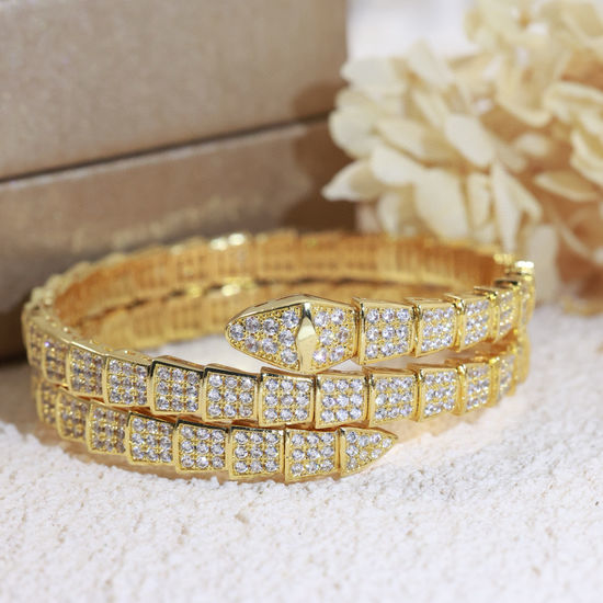 Bvlgari Diamond Inlaid Snake Shape Bangle