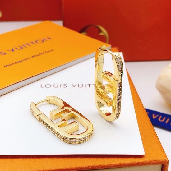 Fendi Sparkling Crystal Edge Drop Earrings