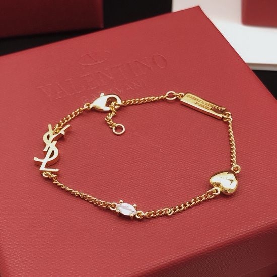 Yves Saint Laurent YSL Heart Shape Brass Bracelet