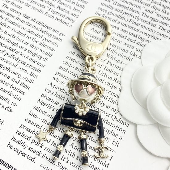 Chanel Black Enamel Robot Key Chain