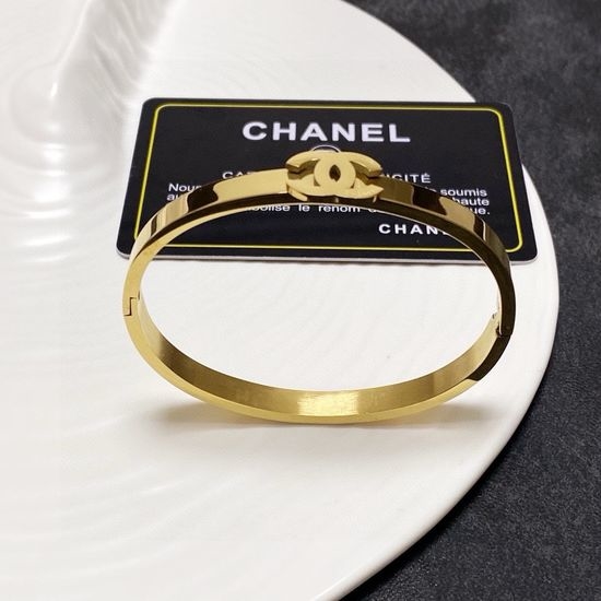 Chanel Delicate Gold Tone Stainless Steel Bangle