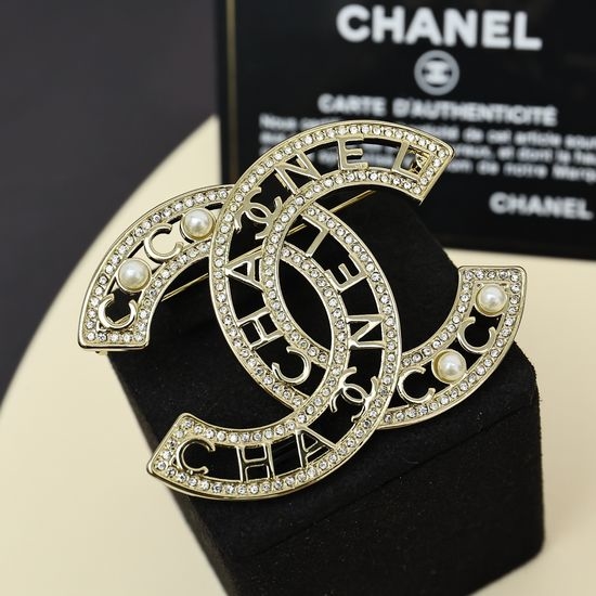 Chanel Hollowed Pearl Accent Brooch