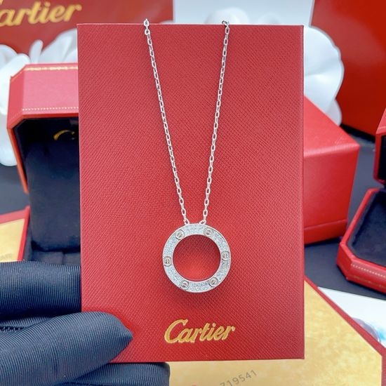 Cartier Silver Full Diamond Round Necklace