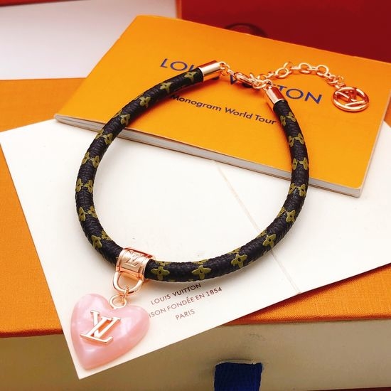 Fendi Rose Gold Lambskin Heart Bangle