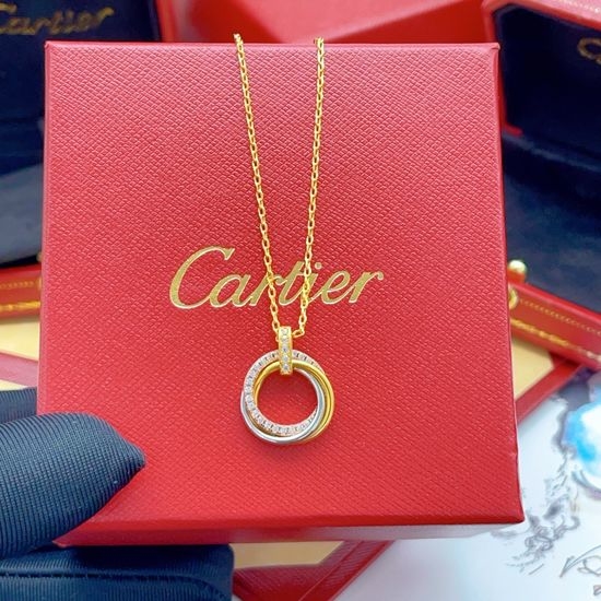 Cartier Three Color Ring Inlaid Diamond Necklace