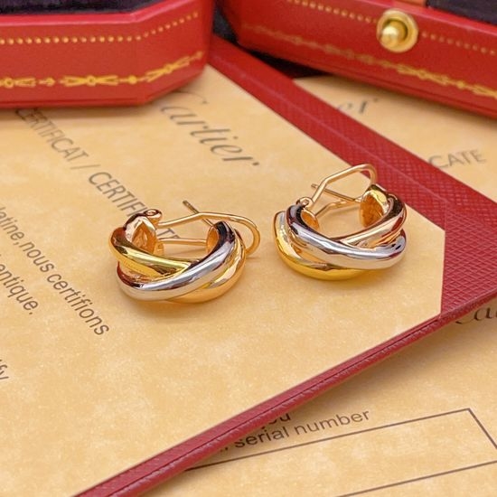 Cartier Three Tone Twisted Polished Stud Earrings