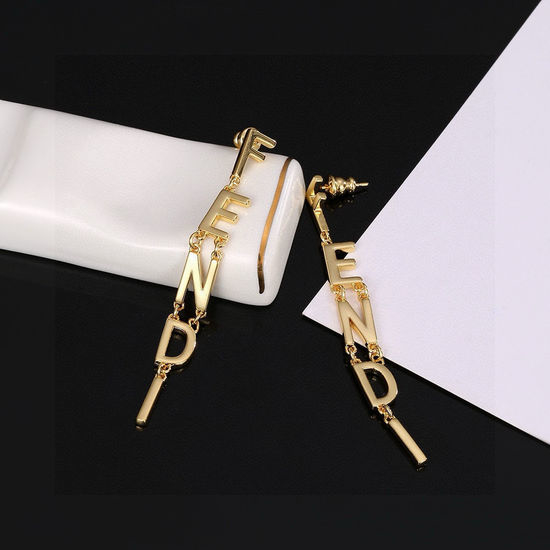 Fendi Smooth Surface Stud Earrings 18k Gold Plated