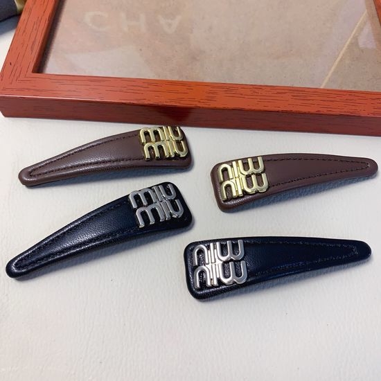 Miu Miu Leather Bangs Clip Pair Premium Accessory