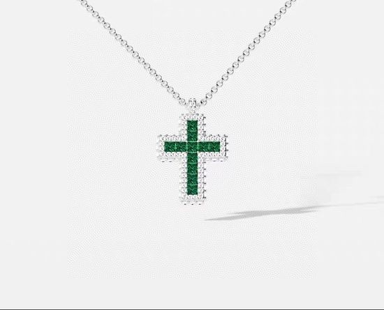 Apm monaco Green Crystal Cross Adjustable Necklace