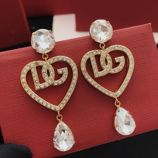 Dolce & Gabbana Love Heart Brass Stud Earrings