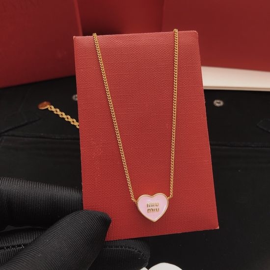 Miu Miu Pink Heart Pendant Necklace