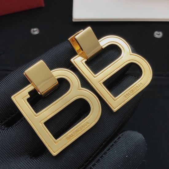 Balenciaga Smooth Logo Hook Earrings