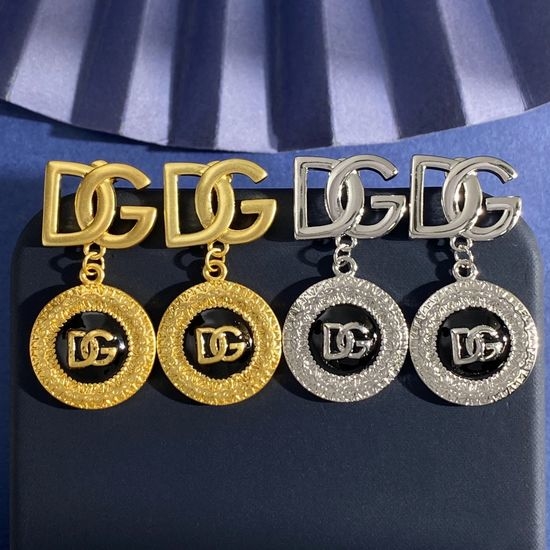 Dolce & Gabbana DG Letter Black Enamel Round Earrings