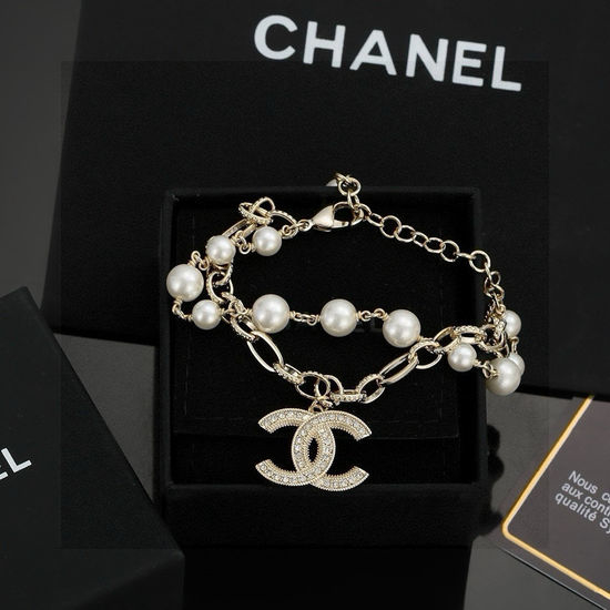 Chanel Elegant Pearl Double Layer Bracelet