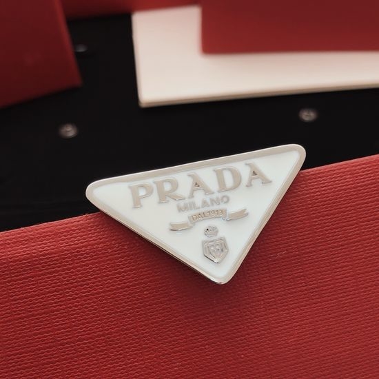 Prada Triangular Shape Brooch Brass Material