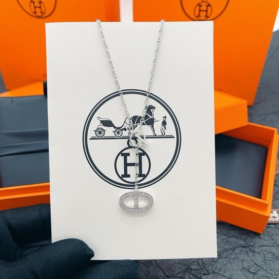 Hermes Diamond Pig Nose Pendant Necklace